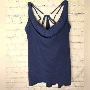 Athleta Blue Nylon Sleeveless Built In Bra Tank Top Size Small
